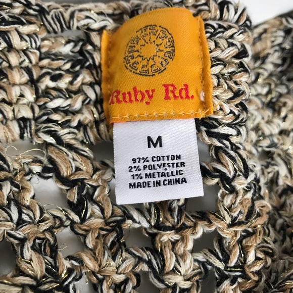 Ruby rd open front sweater w ruffle & gold thread - Picture 6 of 8